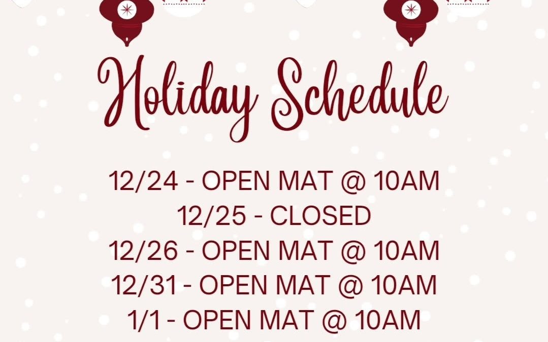 Holiday/New Years Schedule