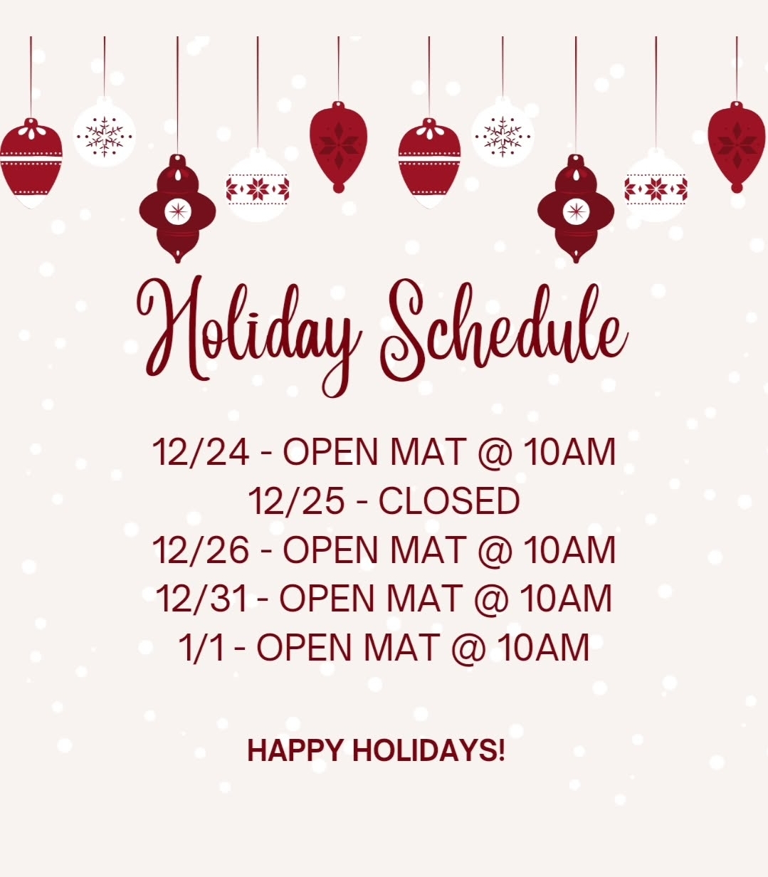 Holiday/New Years Schedule
