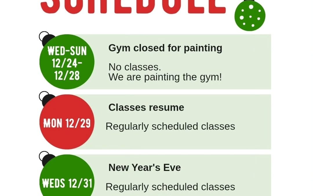 Holiday Class Schedule
