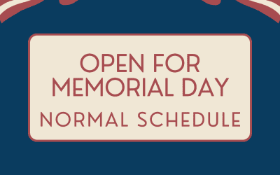 Normal Schedule for Memorial Day