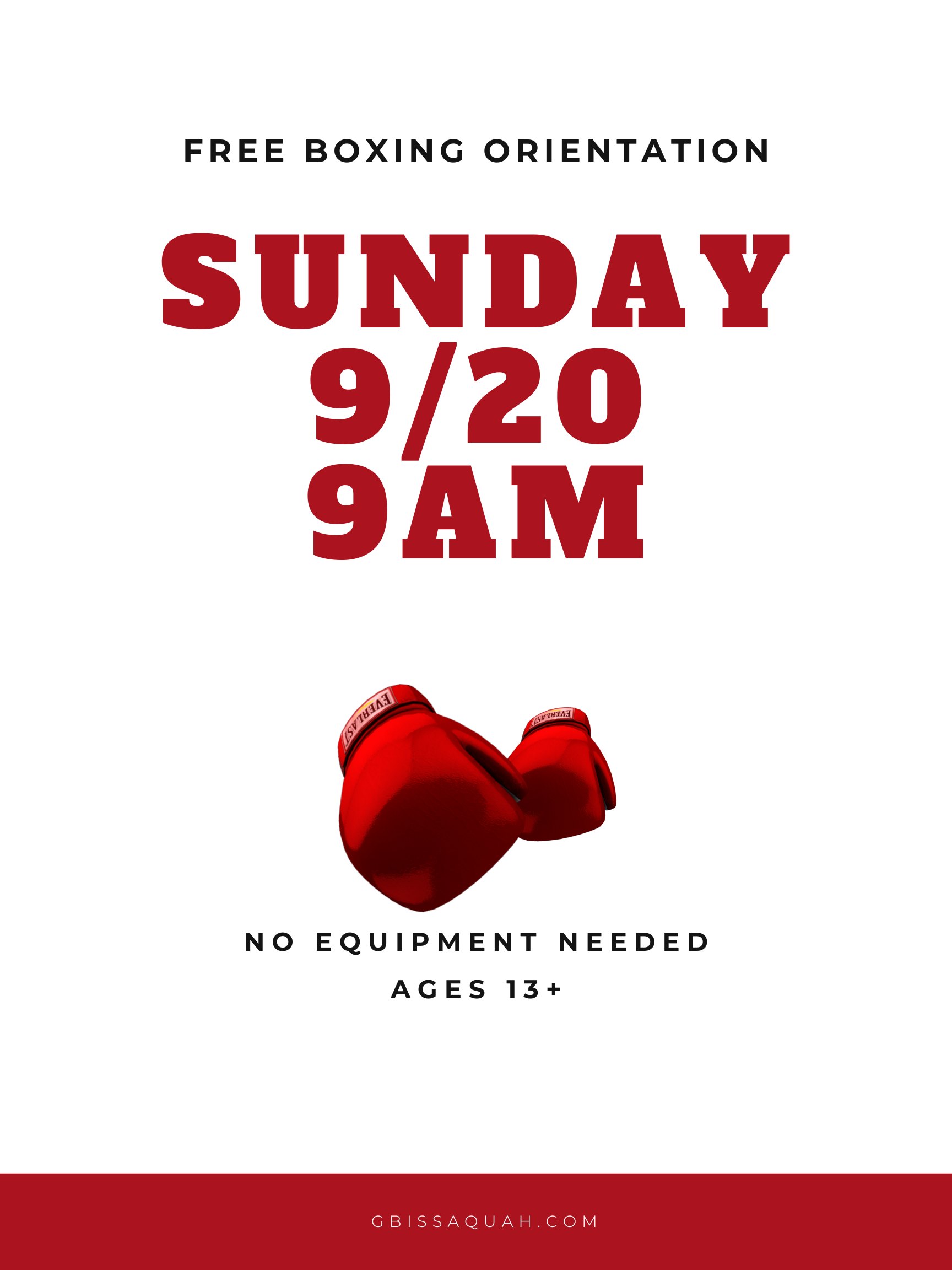 Boxing Orientation Sunday 9/20 at 9am