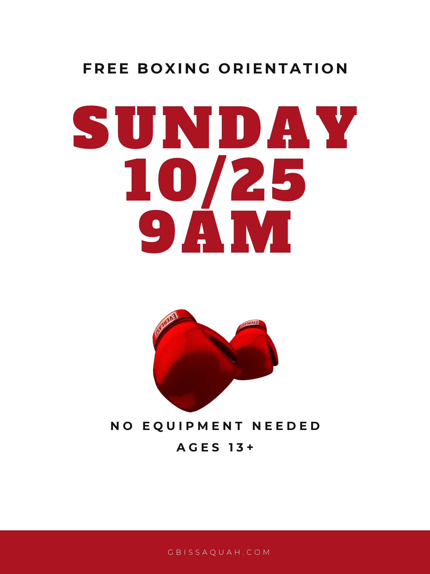 Boxing Orientation Sunday 10/25